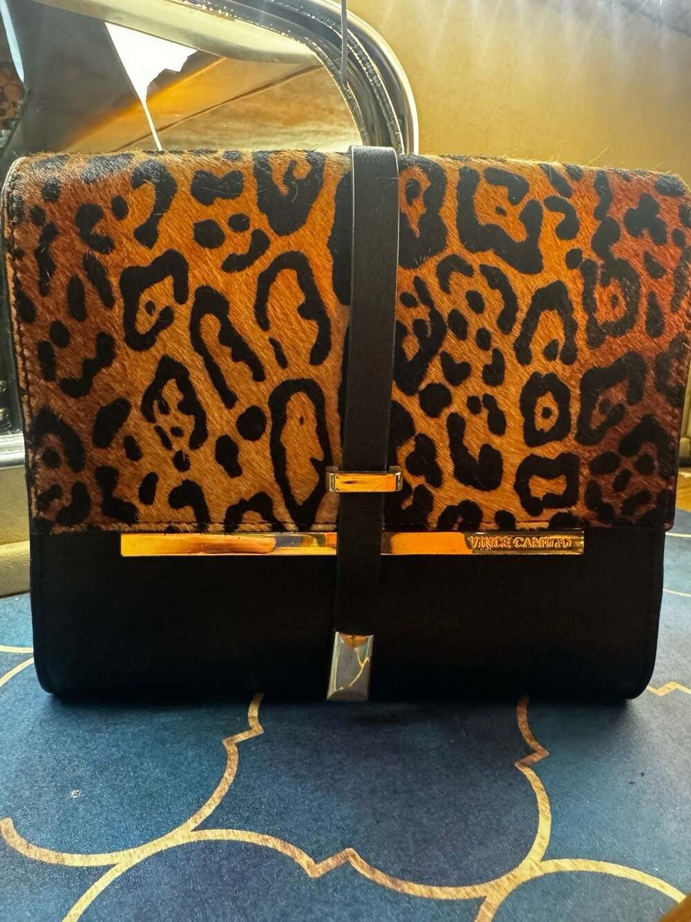 Vince Camuto Leopard calf hair Italian Leather Crossbody